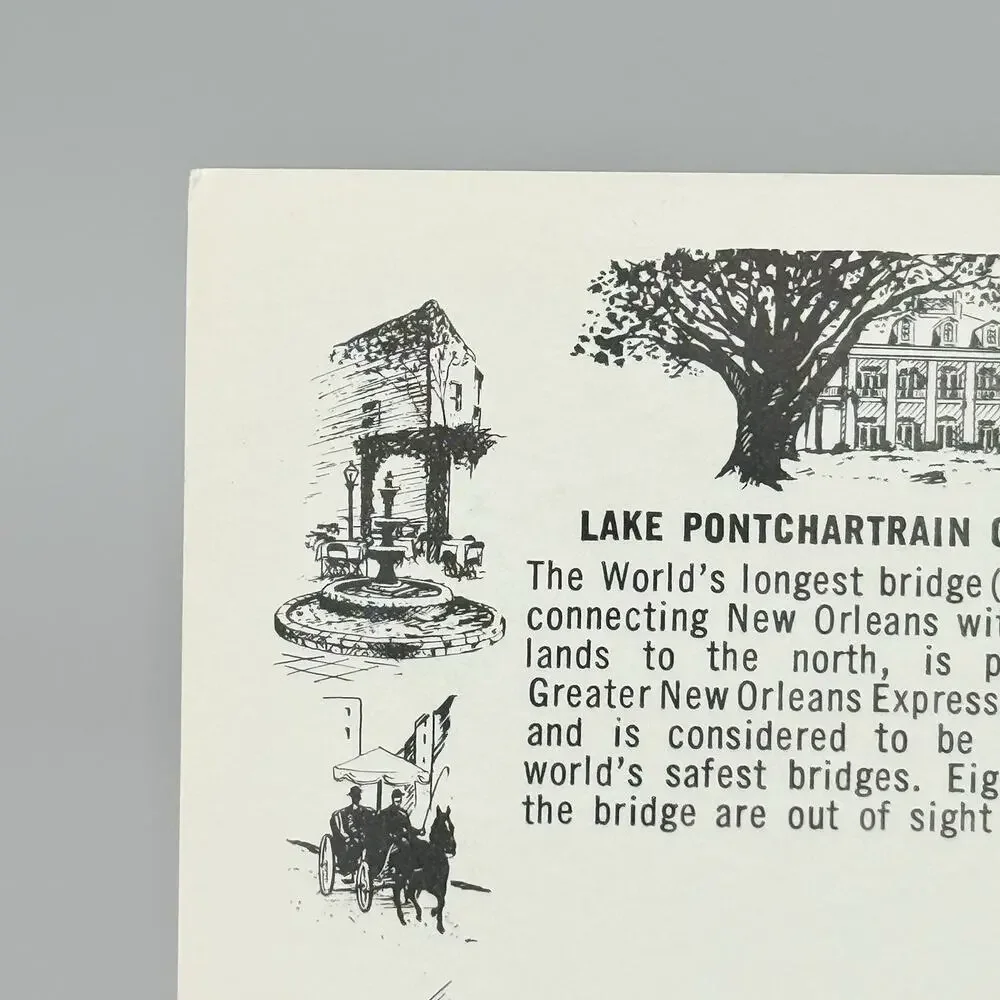 Lake Pontchartrain Causeway New Orleans Louisiana Vintage Blank Unused Postcard